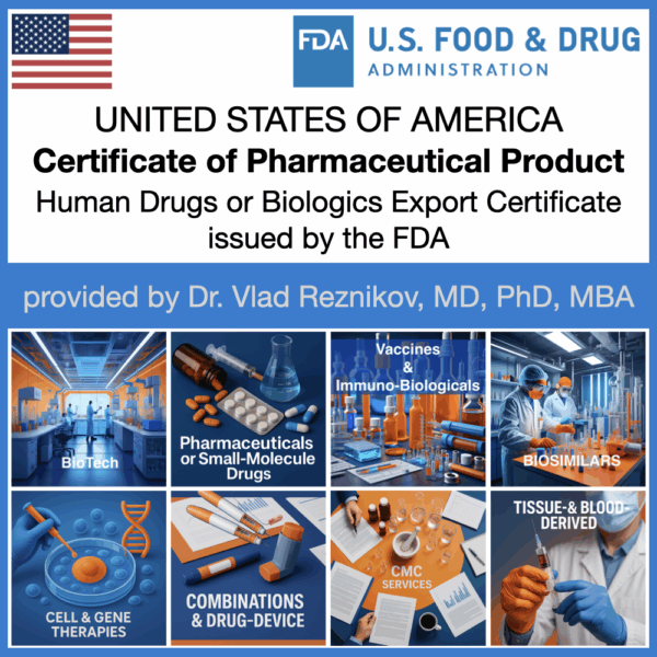 Us fda cpp | human drugs or biologics export certificate by vlad reznikov.001