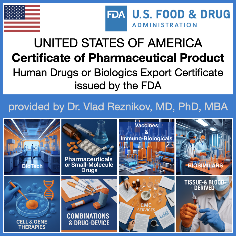 Us fda cpp | human drugs or biologics export certificate by vlad reznikov.001